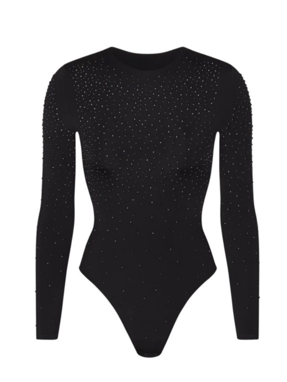NWT SWAROVSKI X SKIMS Jelly Sheer Crystal-Embellished Thong Bodysuit Onyx small